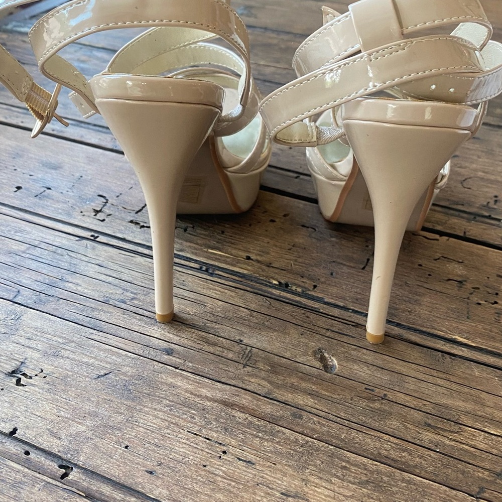 Touch Ups Patent Strappy Nude Platform Heels - Picture 5 of 11